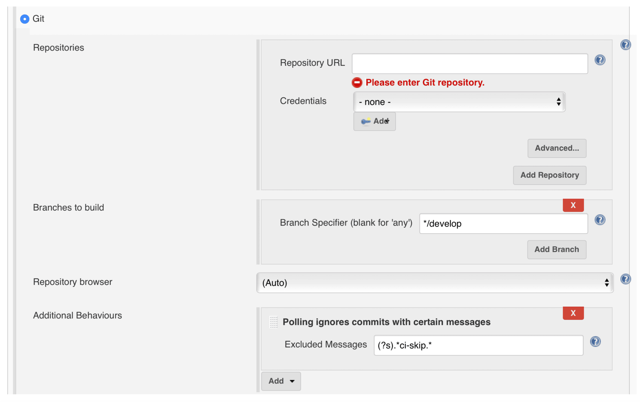 Set up the Jenkins job repository