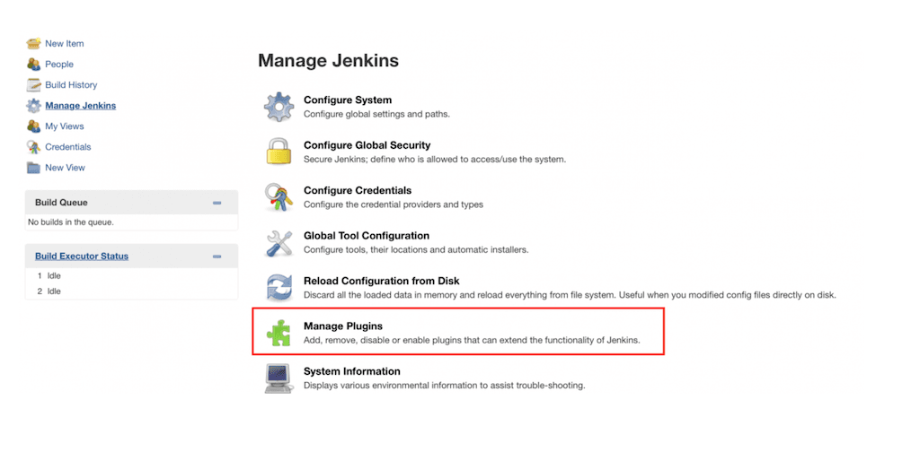 Manage Jenkins plugins